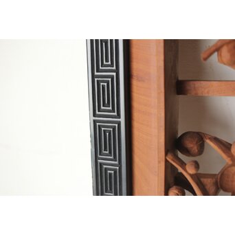 梅に鶯 雷門框 木彫欄間　R0194 