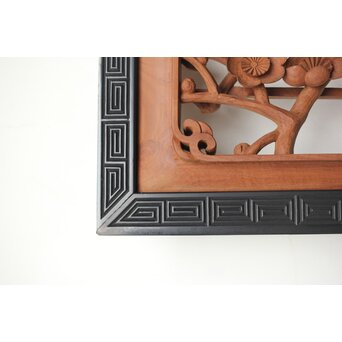 梅に鶯 雷門框 木彫欄間　R0194 