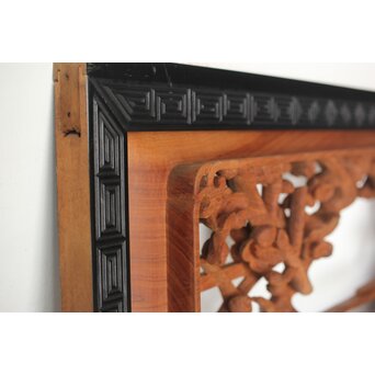 梅に鶯 雷門框 木彫欄間　R0194 