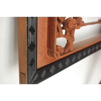 梅に鶯 雷門框 木彫欄間　R0194 