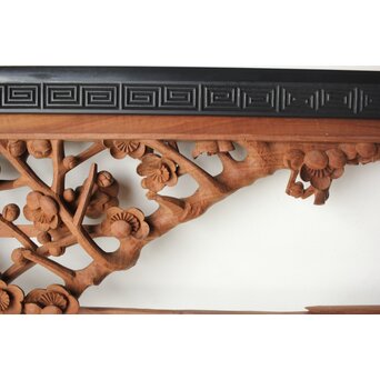 梅に鶯 雷門框 木彫欄間　R0194 