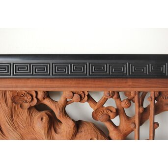 梅に鶯 雷門框 木彫欄間　R0194 