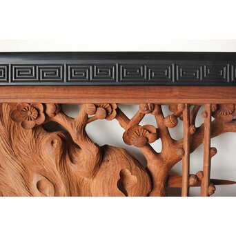 梅に鶯 雷門框 木彫欄間　R0194 