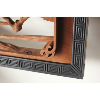 梅に鶯 雷門框 木彫欄間　R0194 