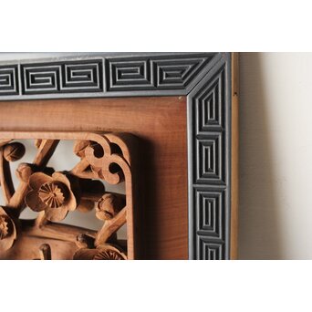 梅に鶯 雷門框 木彫欄間　R0194 