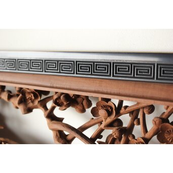 梅に鶯 雷門框 木彫欄間　R0194 