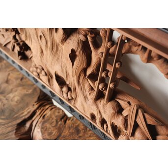 梅に鶯 雷門框 木彫欄間　R0194 