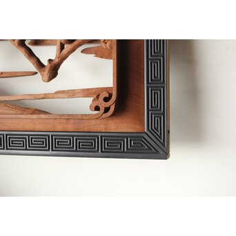 梅に鶯 雷門框 木彫欄間　R0194 