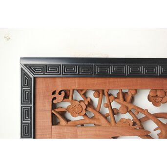 梅に鶯 雷門框 木彫欄間　R0194 