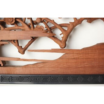 梅に鶯 雷門框 木彫欄間　R0194 