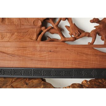 梅に鶯 雷門框 木彫欄間　R0194 