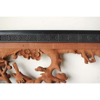 梅に鶯 雷門框 木彫欄間　R0194 