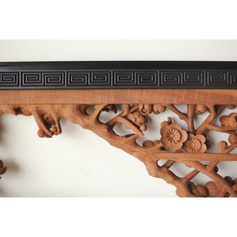 梅に鶯 雷門框 木彫欄間　R0194 