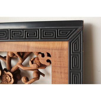 梅に鶯 雷門框 木彫欄間　R0194 