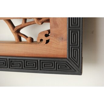 梅に鶯 雷門框 木彫欄間　R0194 