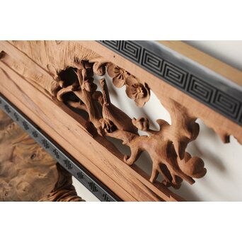 梅に鶯 雷門框 木彫欄間　R0194 