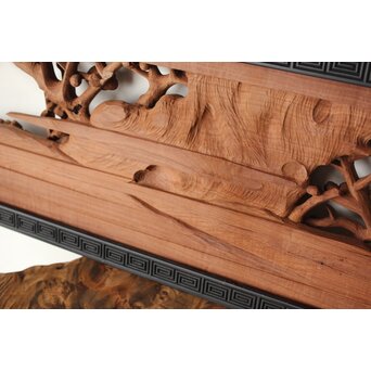 梅に鶯 雷門框 木彫欄間　R0194 