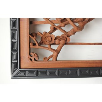 梅に鶯 雷門框 木彫欄間　R0194 