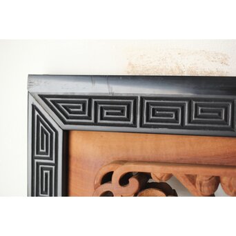 梅に鶯 雷門框 木彫欄間　R0194 