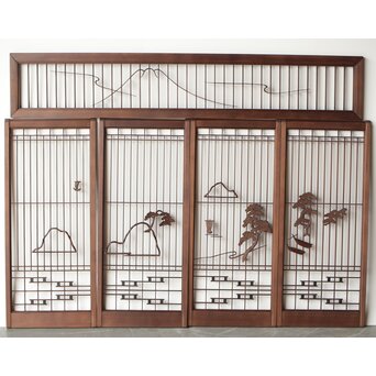 三保の松原 書院欄間 5枚1組　R0195