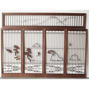 三保の松原 書院欄間 5枚1組　R0195 