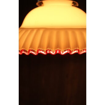 乳白地赤縁 ベル型ひらひら電笠　A030 