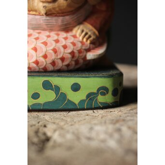 倣 聾中倬 平櫛田中写 福聚大黒天尊像/福徳恵比寿天尊像 彩色木彫　X355 