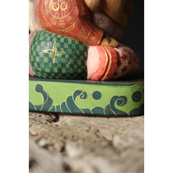 倣 聾中倬 平櫛田中写 福聚大黒天尊像/福徳恵比寿天尊像 彩色木彫　X355 