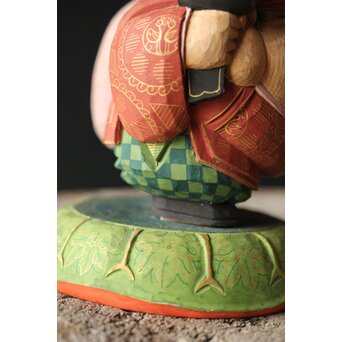 倣 聾中倬 平櫛田中写 福聚大黒天尊像/福徳恵比寿天尊像 彩色木彫　X355 