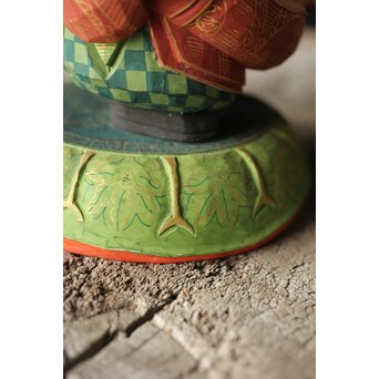 倣 聾中倬 平櫛田中写 福聚大黒天尊像/福徳恵比寿天尊像 彩色木彫　X355 