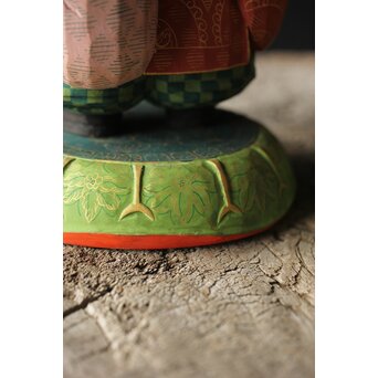 倣 聾中倬 平櫛田中写 福聚大黒天尊像/福徳恵比寿天尊像 彩色木彫　X355 