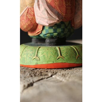 倣 聾中倬 平櫛田中写 福聚大黒天尊像/福徳恵比寿天尊像 彩色木彫　X355 