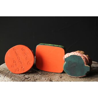 倣 聾中倬 平櫛田中写 福聚大黒天尊像/福徳恵比寿天尊像 彩色木彫　X355 