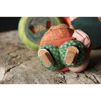 倣 聾中倬 平櫛田中写 福聚大黒天尊像/福徳恵比寿天尊像 彩色木彫　X355 