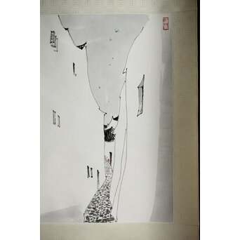 中国書画 呉冠中 栄宝斎工芸掛軸　Z303 