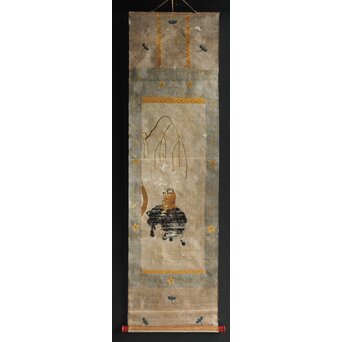 竹屋町刺繍 のったり図 掛軸　Z304 