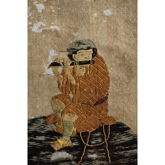 竹屋町刺繍 のったり図 掛軸　Z304 