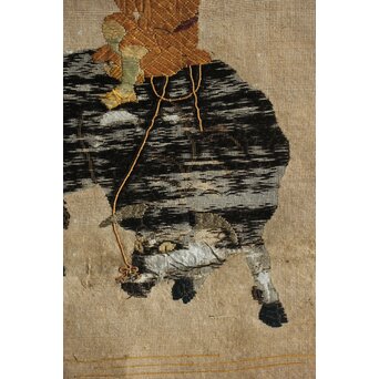竹屋町刺繍 のったり図 掛軸　Z304 