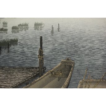 木版画 宮本秋風 舟溜り　Z306 