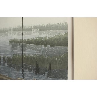 木版画 宮本秋風 舟溜り　Z306 