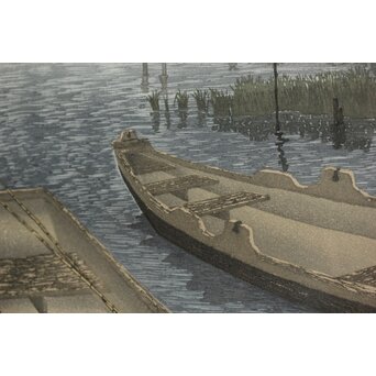 木版画 宮本秋風 舟溜り　Z306 