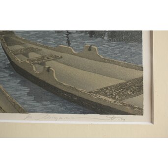 木版画 宮本秋風 舟溜り　Z306 