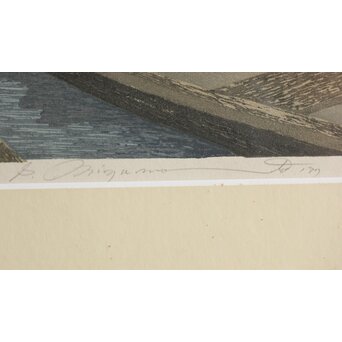 木版画 宮本秋風 舟溜り　Z306 