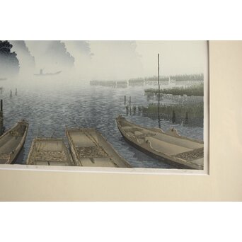 木版画 宮本秋風 舟溜り　Z306 