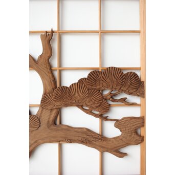 鶴に松 書院欄間 6枚1組　R0197 