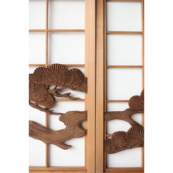 鶴に松 書院欄間 6枚1組　R0197 