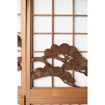 鶴に松 書院欄間 6枚1組　R0197 