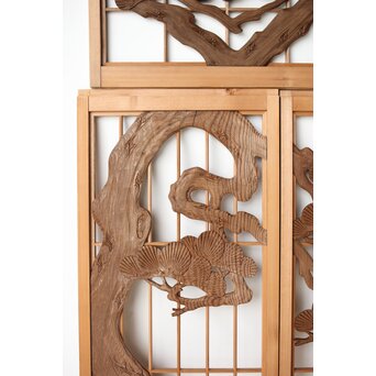 鶴に松 書院欄間 6枚1組　R0197 