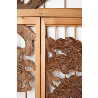 鶴に松 書院欄間 6枚1組　R0197 