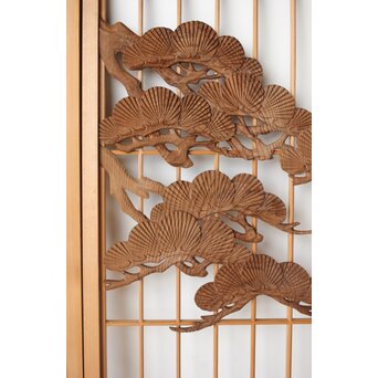 鶴に松 書院欄間 6枚1組　R0197 